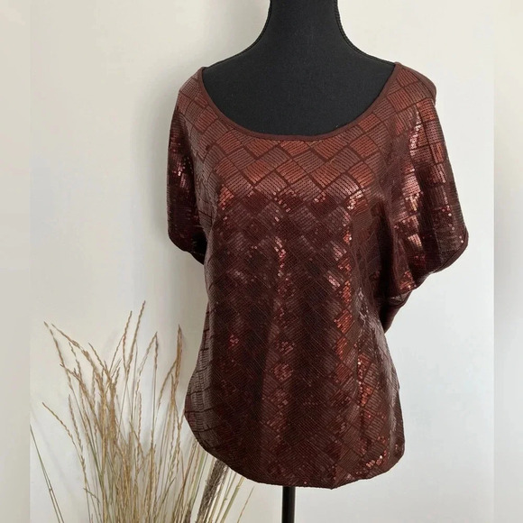 XXI Sequin brown shirt size medium - Picture 2 of 7